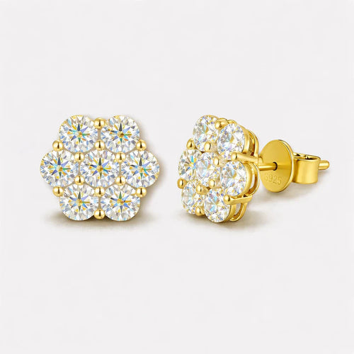 Luxury Moissanite Flower Stud Earrings